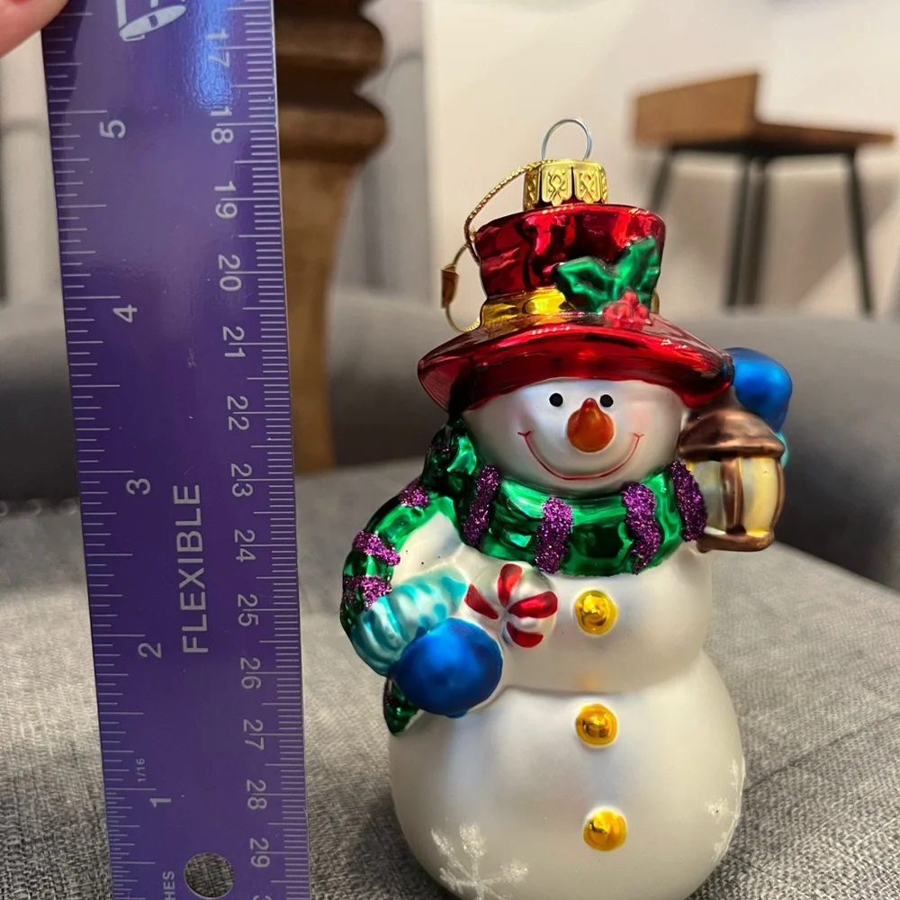 blown glass Christmas ornament Festive Snowman Ornament